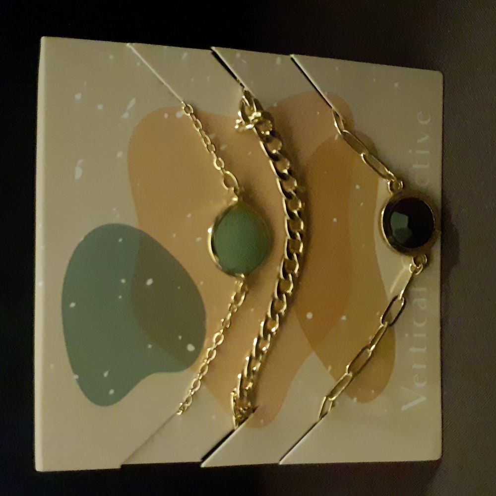 VERTICAL COLLECTIVE Three Gold-plated Chain Bracelets